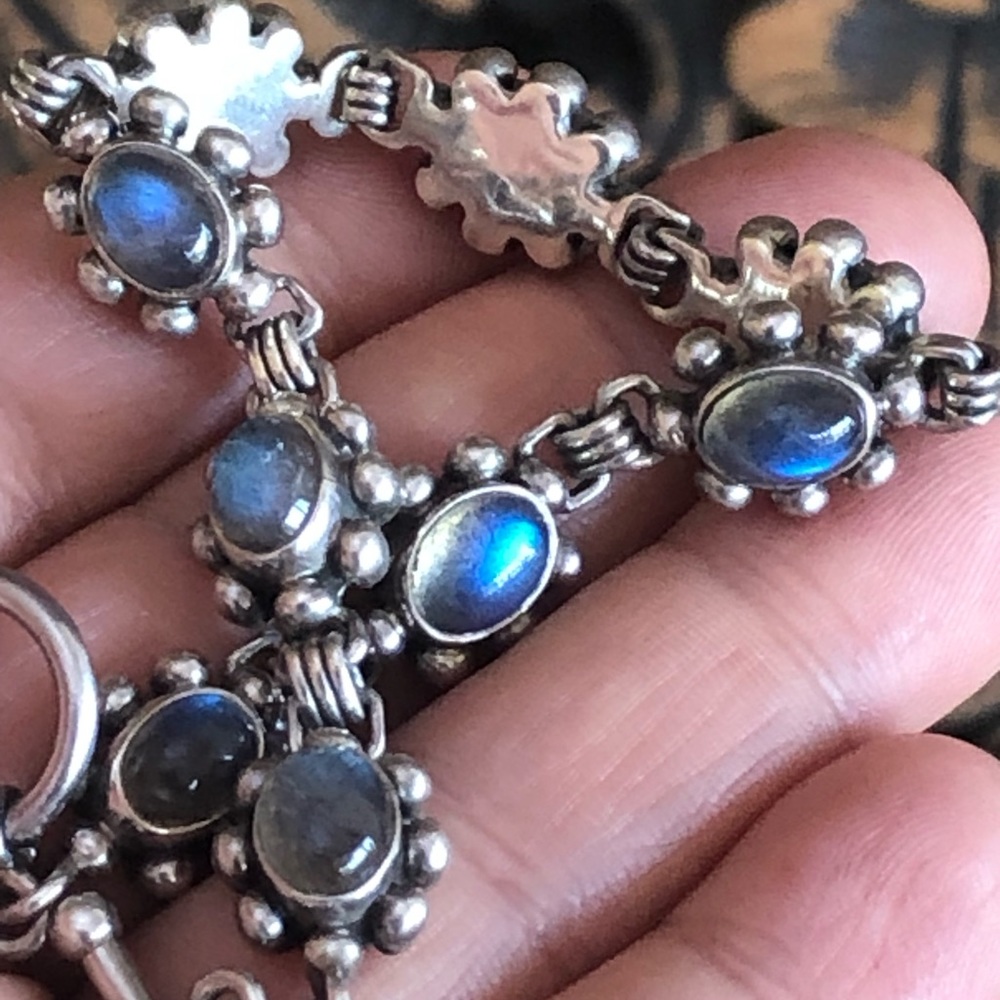 Sterling Silver Labradorite Line Bracelet